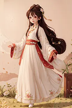 娇美动人的古装汉服女生人物插画