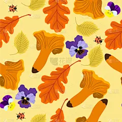 叶子,鸡油菌,四方连续纹样,食品,壁纸,橡树叶,模板,榆树,植物,裹住