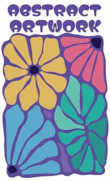 图源免费EPS |1960年代设计风格的明亮多彩花朵插画，中世纪现代艺术作品