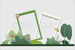 扁平风清新春季商场拍照墙美陈