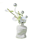 妖及现代北欧风格肌理陶瓷花器花艺组合摆件白色花束样板间桌面花-淘宝网