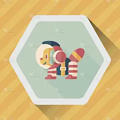 太空狗长阴影的平面图标，eps10