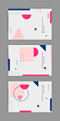 多彩艺术抽象几何形状孟菲斯风格卡片封面海报平面设计素材ai矢量