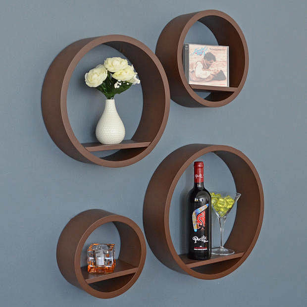 墙上置物架圆形电视背景墙装饰架创意格子隔板搁架壁挂木架子墙面