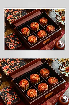 AI数字艺术中秋节送礼月饼礼盒图片