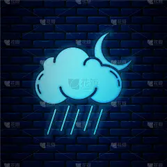 热,云,雨,月亮,霓虹灯,图标,湿,云景,砖,风