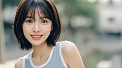 清纯美女，背心，唯美。高清8K，真实皮肤质感，背景虚化(4)