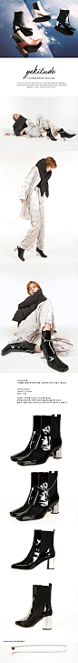 [W CONCEPT] : [yekitude 에키튜드] Square chelsea boots patent
