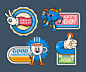 Free vector hand drawn flat trendy cartoon badges