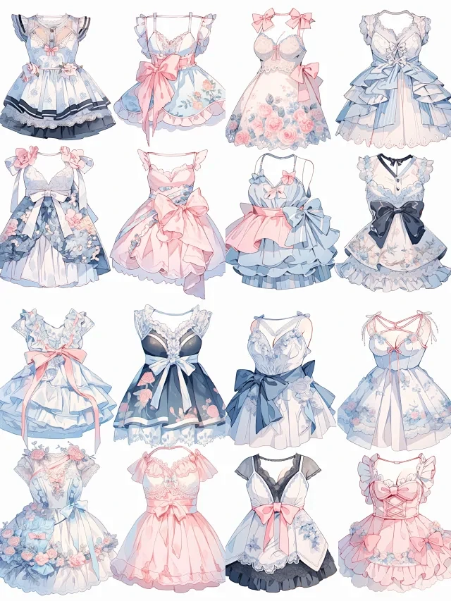 连衣裙｜oc穿搭礼服服设手帐插画素材37弹-花瓣网