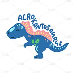 恐龙Acrokantosaurus卡通。可爱的恐龙角色孤立。好玩的恐龙矢量插图上的白色