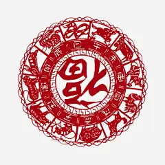 手绘红色圆形十二属相福字剪纸高清素材 剪纸 十二属相 属相剪纸 福到了 福字剪纸 窗花 免抠png 设计图片 免费下载