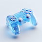 A Game console icon, transparent material, blue and white, frosted glass, transparent technology sense, ui design, isometric, white background, studio lighting, bright color, 3d art, c4d, octane rendering, blender, ray tracing, pinterest, dribble, reduce 