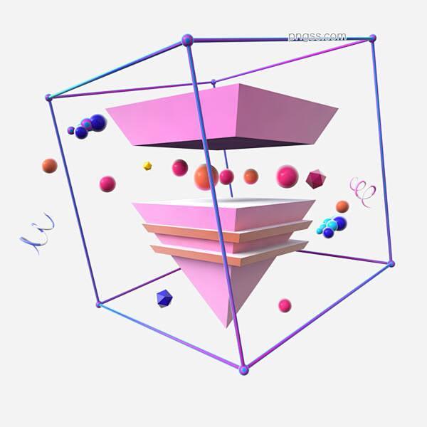 C4D六一立体椎体彩球漂浮装饰图片大小2...