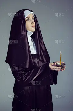 修女,蜡烛,垂直画幅,美,女人,灵性,美人,人,白人