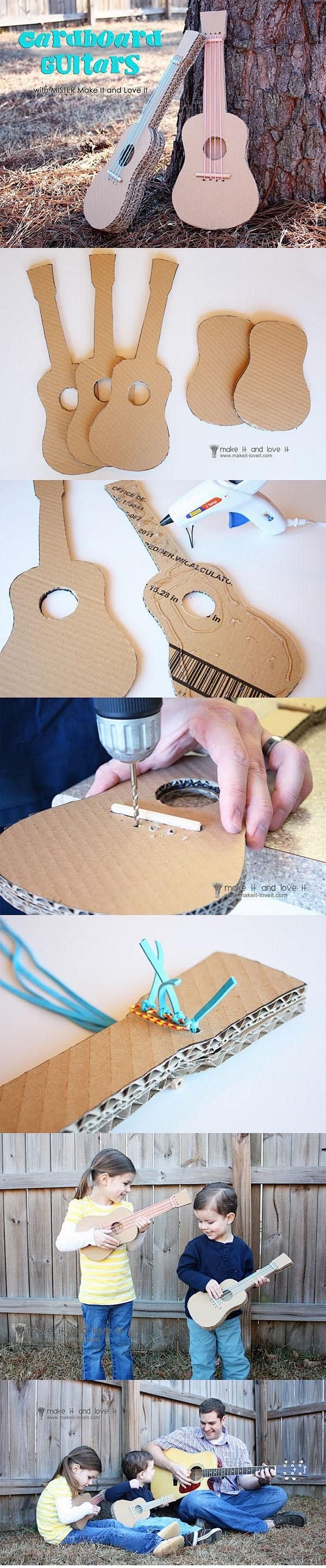 有爱的纸吉他 #纸艺# #DIY# #废...