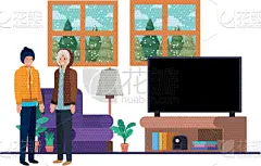 窗户,起居室,男人,地形,看风景,松树,人,毛衣,可爱的,静脉滴注