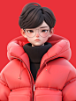 Asian illustration, a 35 year old male, In winter, wearing very thick red clothes, white background, clay, Matte, soft light, glowwave, simple, 3d, blender, oc render, in by pop mart, blind box toy, hyper detail, c4d, 8k, uhd --niji 5 --ar 3:4