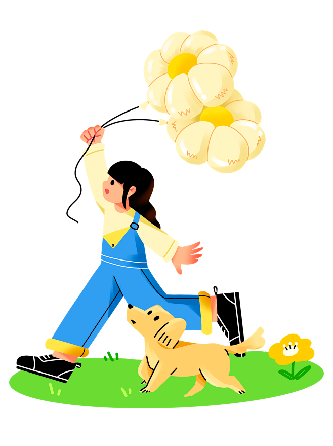 清明节手绘郊游踏青人物