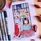 不知道这属于什么画风，但是非常可爱，希望你们也喜欢
作者ins：paulinaaapc
#木木画画##手绘是一种信仰##马克笔# ​​​​
