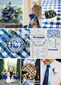婚礼素材收集者：#婚礼色彩# 蓝莓格子--蓝色的主题色彩，各种色调的蓝在桌花、配饰、桌布、请柬、礼服、领带中出现，符合重复一致的设计原则；蓝色的亚麻格子布为优雅的蓝色带来了新鲜和活力的特征。 (@婚礼素材收集者 汇聚婚礼相关的一切)