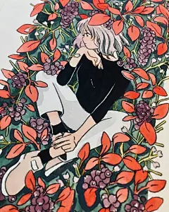 一组森系花与少女插画，画风太治愈啦#宅出美好春天# by parakid ​ ​​​​