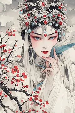 AI数字艺术京剧花旦人物插画-众图网