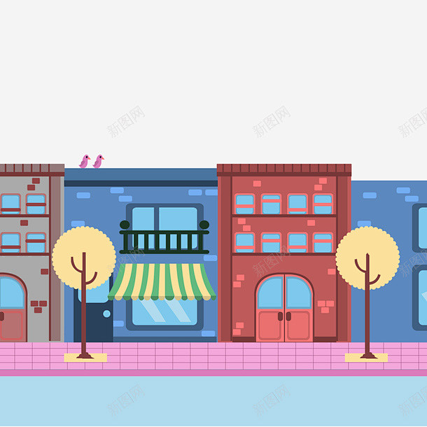 卡通城市的街景矢量图 页面网页 平面电商 创意素材