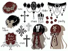 哥德蘿莉塔風格插畫配件, alt键, 哥特式, 洛丽塔, JPG, PNG 和 AI