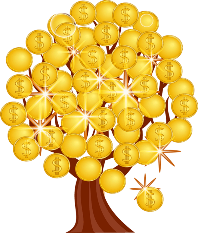 金币图片金钱PNG素材宝箱模板 发财树