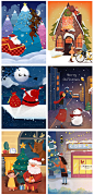 2019新年快乐圣诞节平安夜圣诞树老人插画宣传海报PSD素材 H1276-淘宝网