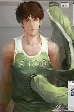 青树: 来自lixiaoyaoII的一组《灌篮高手》的大气插画，不禁让人热血沸腾，怀念那段飞扬跋扈的日子~_手绘营