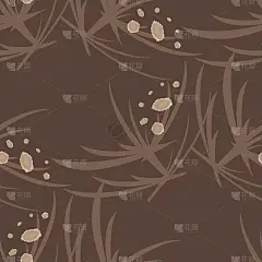 无缝图案与花和叶在一个棕色的背景。手绘。适用于织物、纺织品、面料、包装及墙面装饰。矢量图