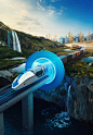 3D boat CGI future sea train transportation