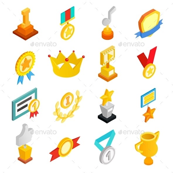奖杯和荣誉的图标集-杂项图标Trophy And Awards Icons Set - Miscellaneous Icons3 d,成就,奖 ...