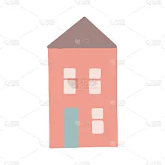 屋手绘涂鸦，矢量。装饰,图标。斯堪的那维亚。极简主义。贴纸、海报、名片。建筑。
