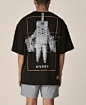 海外代购男装设计师新款高街摇滚朋克印花太空人宽松短袖T恤-淘宝网
