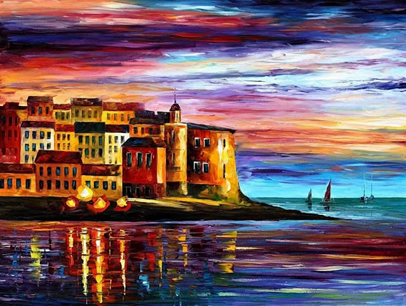 色彩与光的交融：调色刀创作的油画 - Leonid Afremov 油画系列
