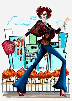 卡通购物美女高清素材 平面电商 创意素材 png素材