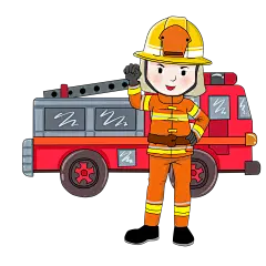 消防安全消防员消防车插画png