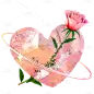 3D爱心鲜花元素贴纸