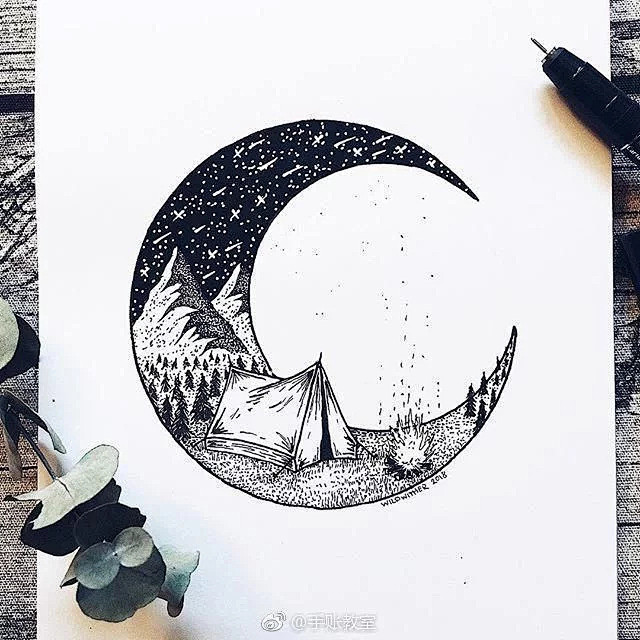 黑白创意画很简单，你就只是差一只针管笔的...
