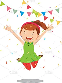 小女孩开心地跳着庆祝生日