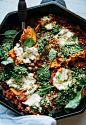 Vegan Skillet Lasagna with Homemade Almond Ricotta & Spinach Pesto - The First Mess