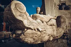 须弥座太庙白大理石雕龙首，北京，中国