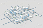 市中心建筑，模拟城市，3d渲染。