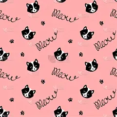猫,拟人,四方连续纹样,粉色背景,可爱的,平视角,纺织品,壁纸,动物,爱