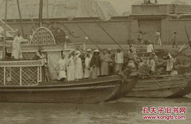 清代李鸿章的官船抵达北京通州张家湾码头老照片，17.3X12.3厘米-花瓣网