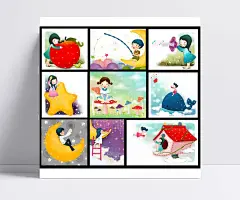 儿童节卡通人物图片素材|PSD素材,节日素材,儿童节,61,苹果,心形,蘑菇,鲨鱼,手绘背景,梯子,翅膀,天使