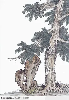 苍劲的青松图